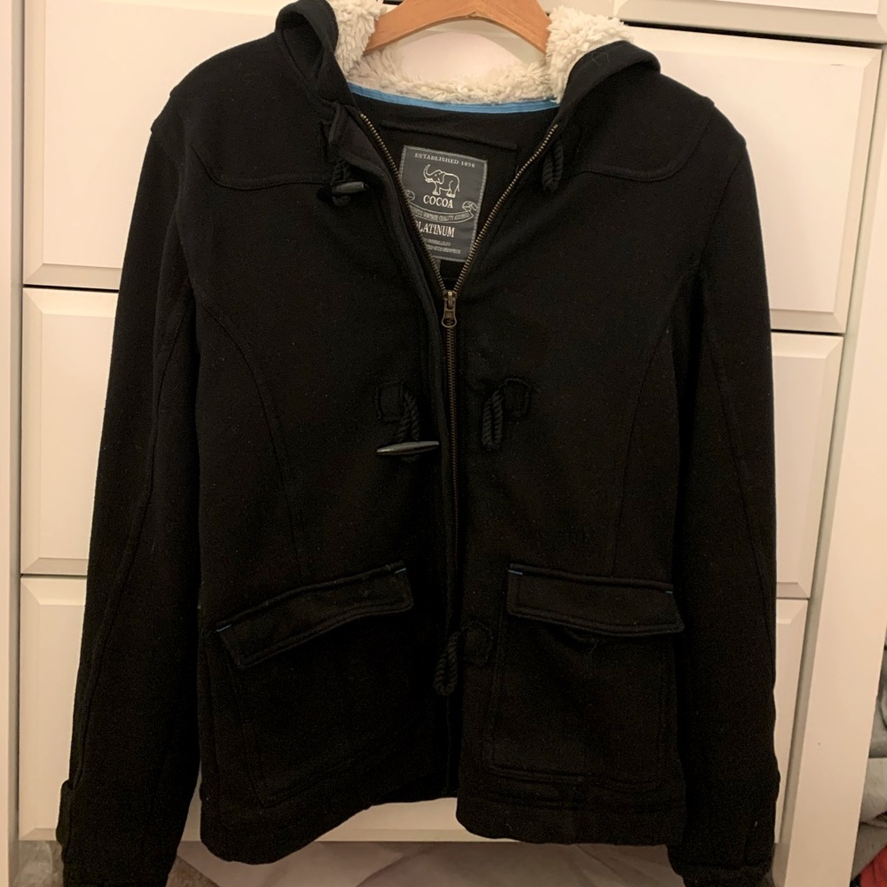 Vintage black fleece hooded jacket